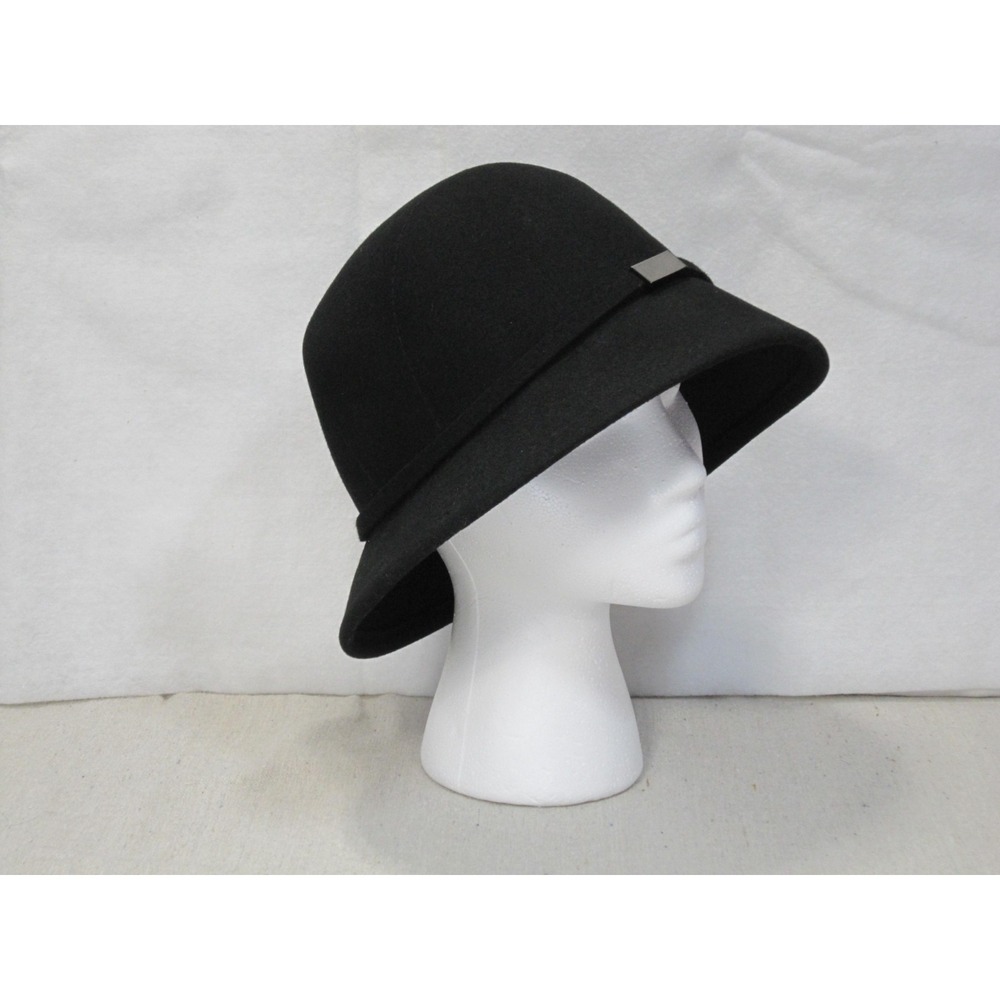 August Hat Company Black 100% Wool Cloche Hat - 1920s Flapper Style As-is